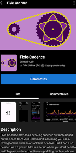 The app in the Garmin Connect IQ store